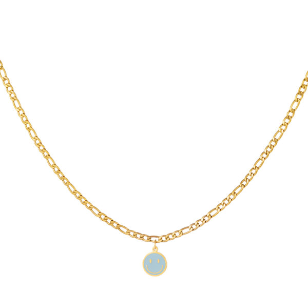 Smiley Necklace Gold Blue