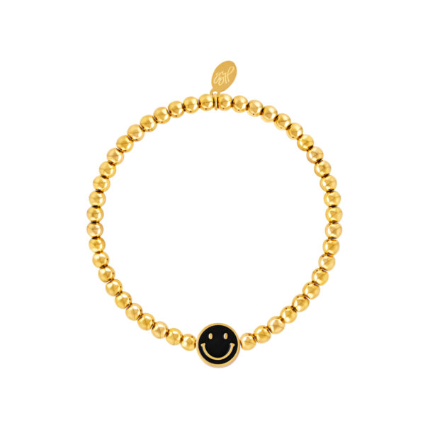 smiley bracelet black gold